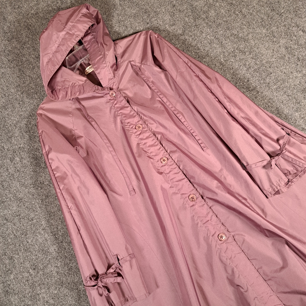 Vtg Totes Coat Lilac Rain Trench Coat SZ 10 Button Front Pockets Hooded  *READ*